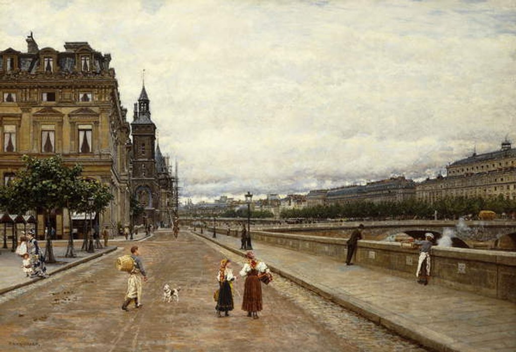 Detail of Early Morning Along the Seine by Marie Francois Firmin-Girard