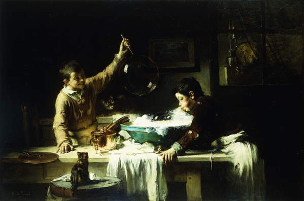 Detail of The Soap Bubbles; Les Bulles de Savon by Joseph Bail