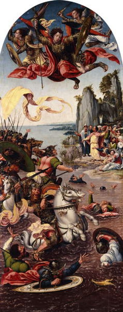 Detail of Moses Parting the Red Sea in the Presence of Saint Michael, by Bernard van Orley