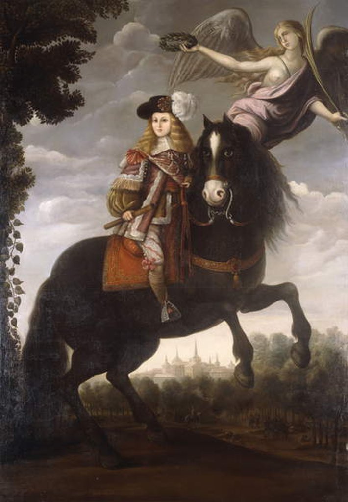Detail of An Equestrian Portrait of King Charles II by Spanish School