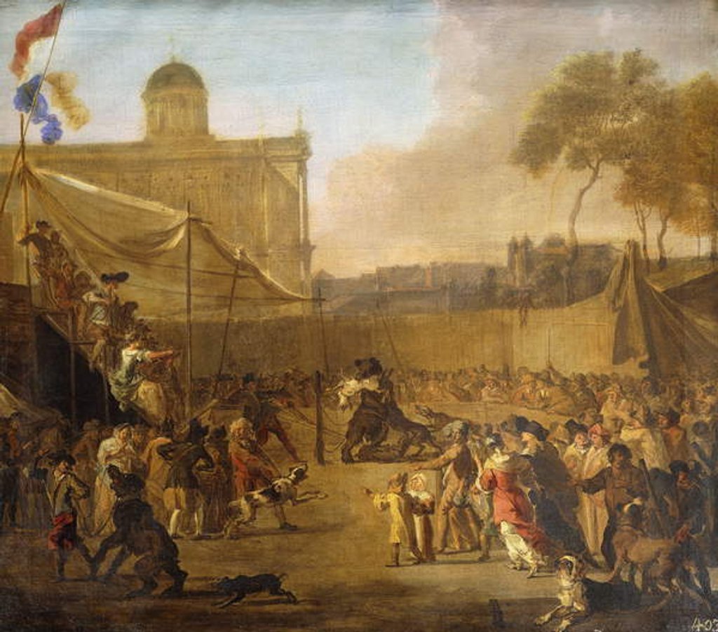 Detail of A Crowd watching Bear-baiting in a Town Square by Abraham Danielsz. Hondius