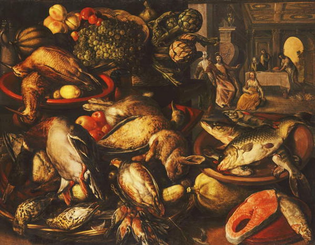 Detail of Game, Fish, Fruit and Vegetables in Baskets and Bowls in a Larder, 1569 by Joachim Beuckelaer
