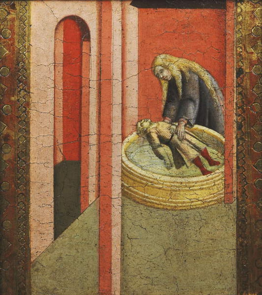 Detail of Saint Elizabeth of Hungary reviving to Life a Child drowned in a Well by Pietro Lorenzetti