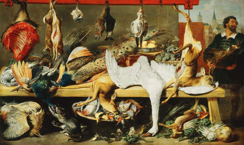 Detail of A Butcher's Stall with Cats and Kittens playing and a Butcher holding a Boar's Head by Frans & Vos Cornelis de Snyders
