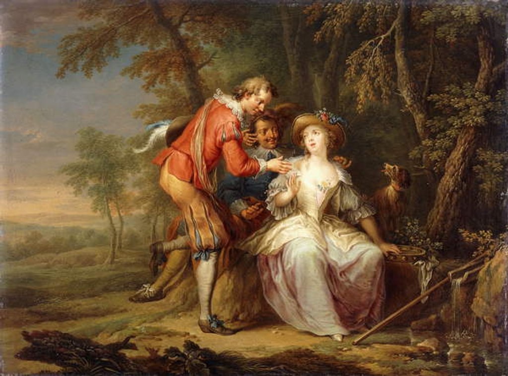 Detail of Amorous allegorical Scenes in wooded Landscapes by Frans Christoph Janneck