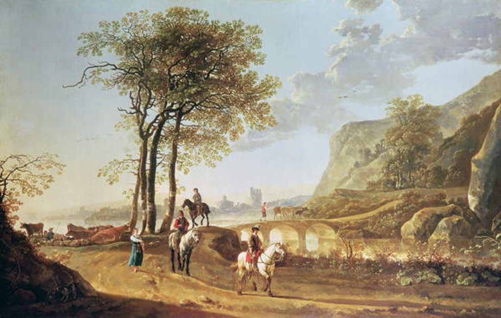 Detail of Extensive river landscape by Aelbert Cuyp