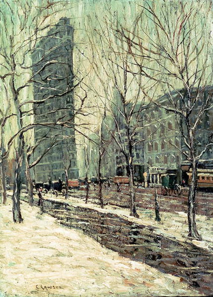 Detail of The Flatiron Building, New York, c.1903-05 by Ernest Lawson