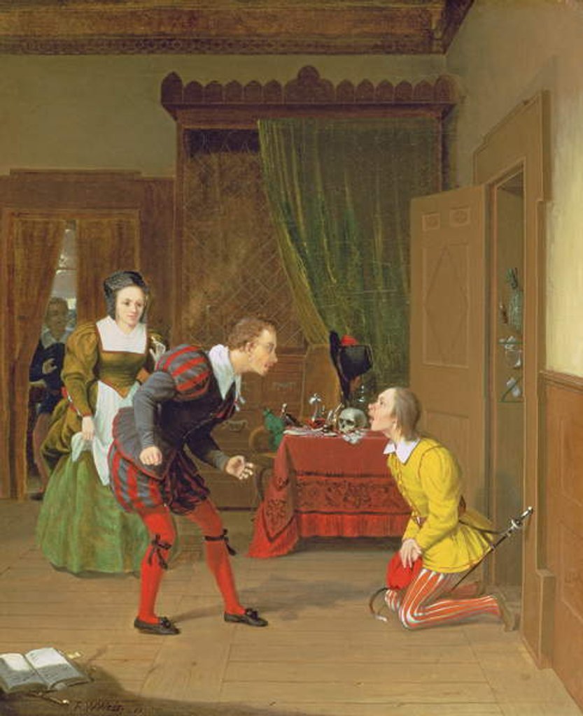 Detail of Dr Caius, Simple and Dame Quickly by Robert Walter Weir