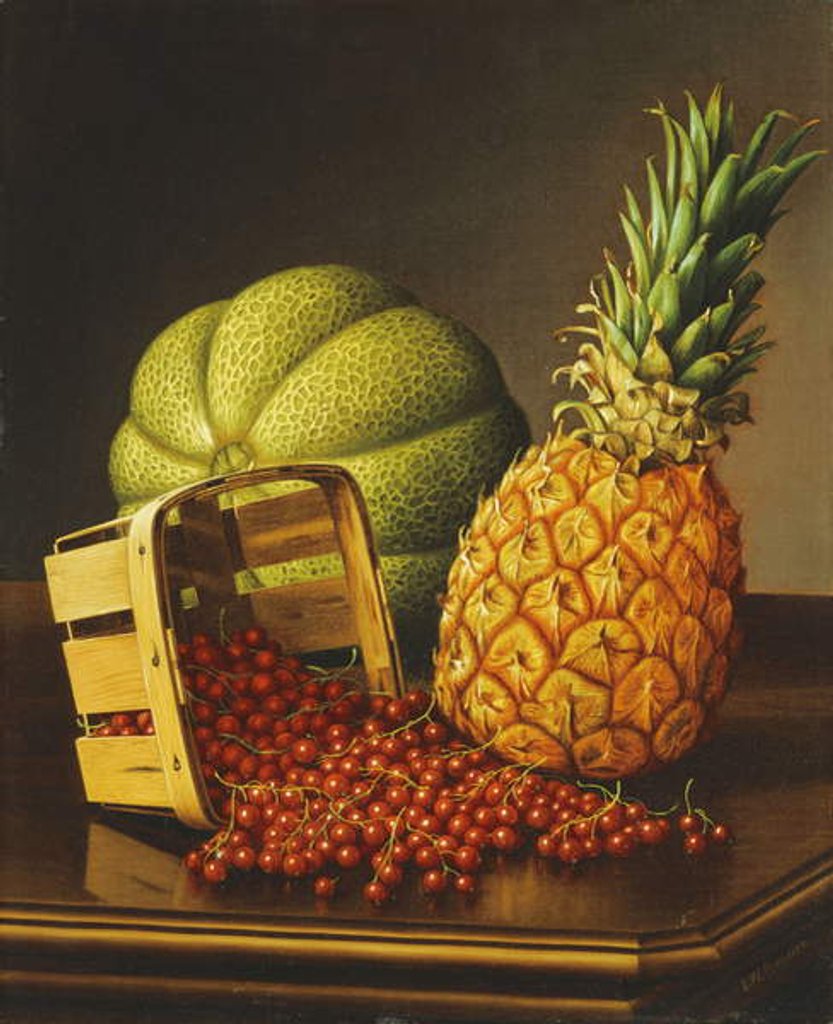 Detail of Tabletop Still Life with Fruit by Levi Wells Prentice