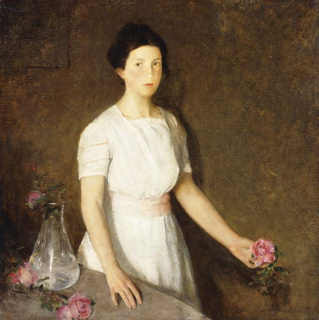 Detail of Girl with Red Rose by Charles Webster Hawthorne