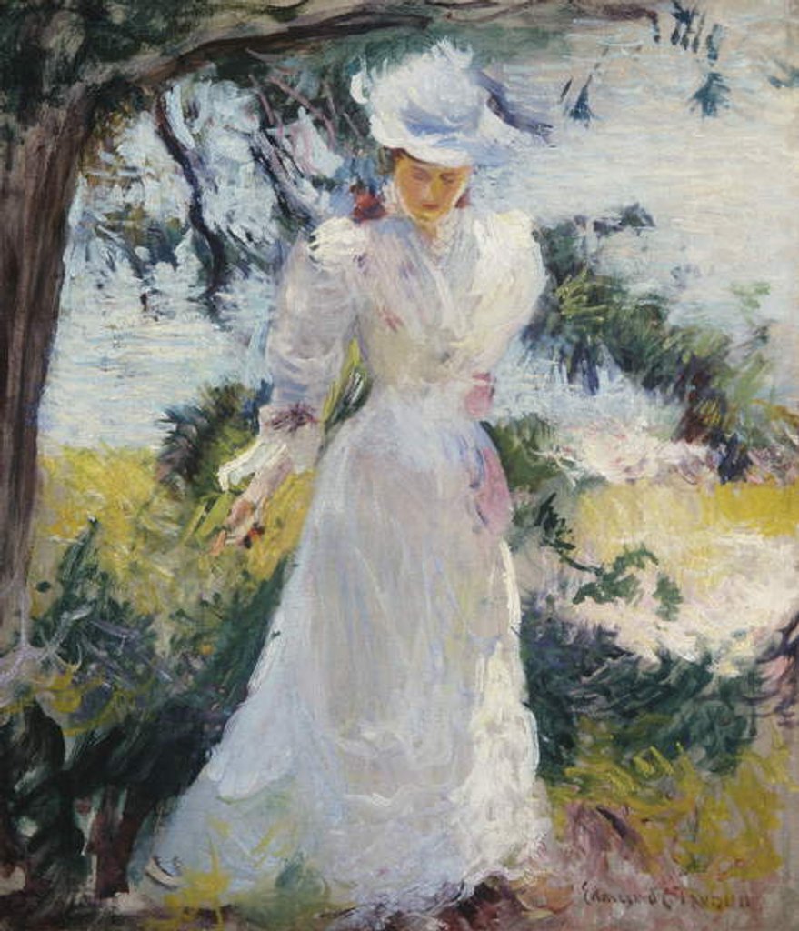 Detail of My Wife, Emeline, in a Garden by Edmund Charles Tarbell