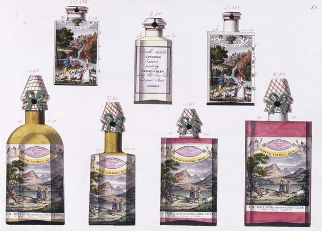 Detail of Illustration of various perfumery bottles, c.1825 by French School