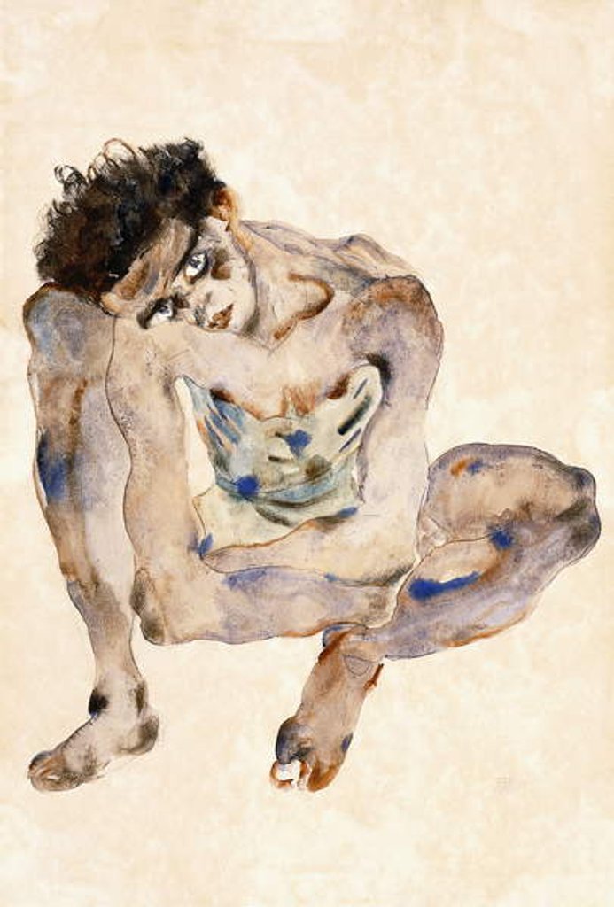 Detail of Squatting, 1912 by Egon Schiele
