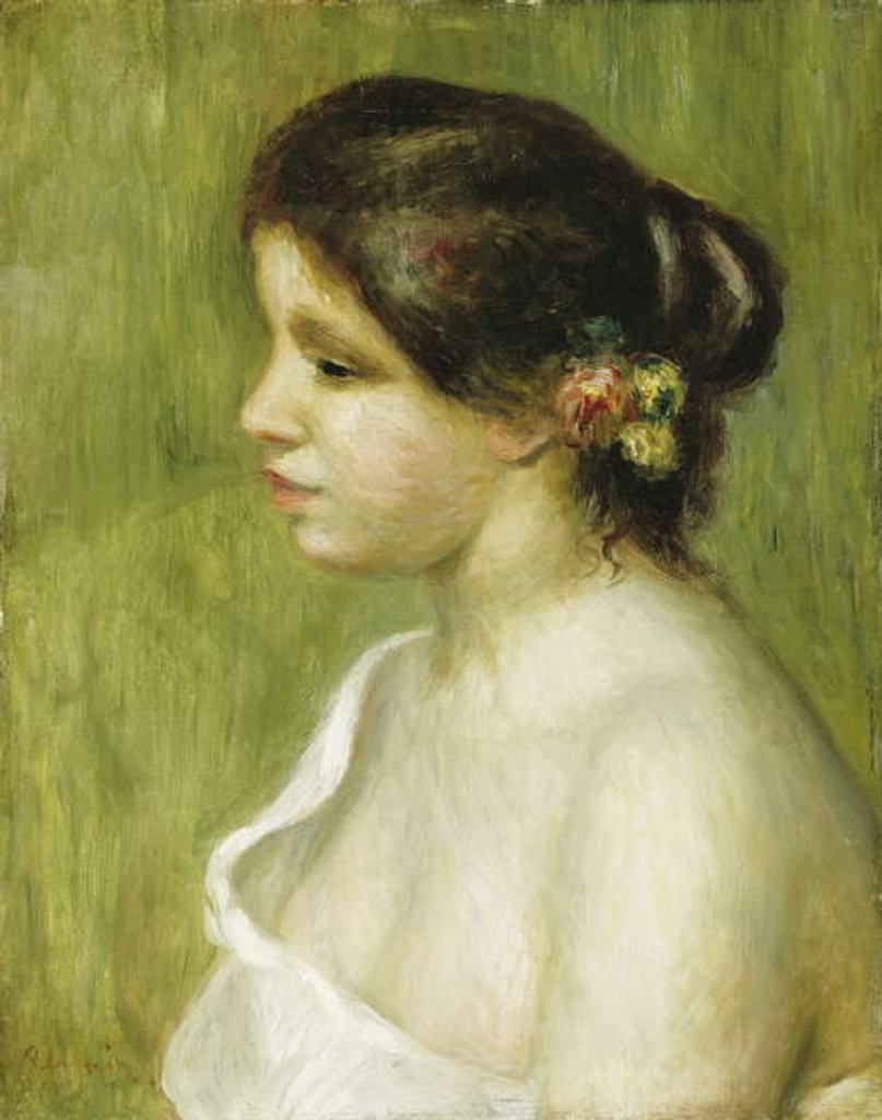 Detail of Bust of a Young Girl with Flowers Decorating her Ear, 1898 by Pierre Auguste Renoir