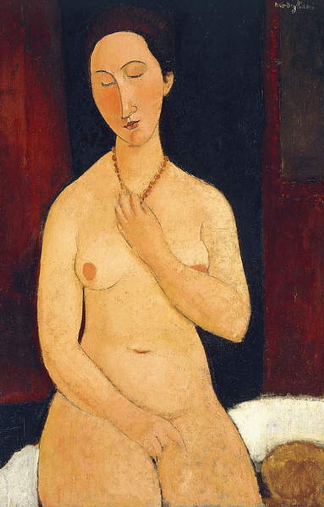 Detail of Sitting Nude with Necklace, 1917 by Amedeo Modigliani