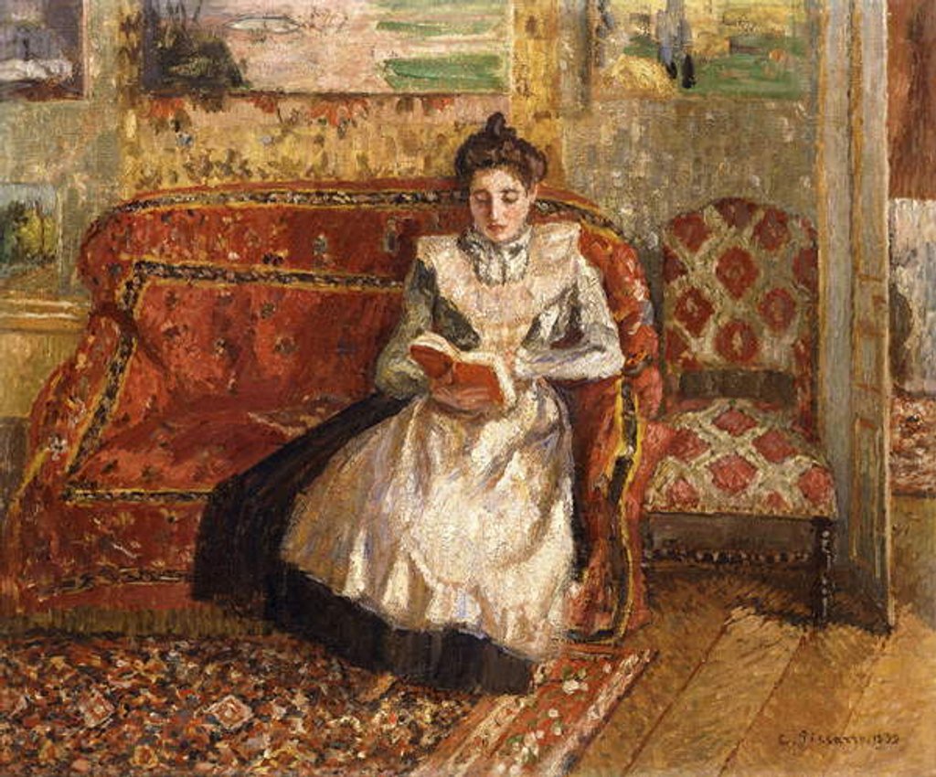Detail of Jeanne Reading, 1899 by Camille Pissarro