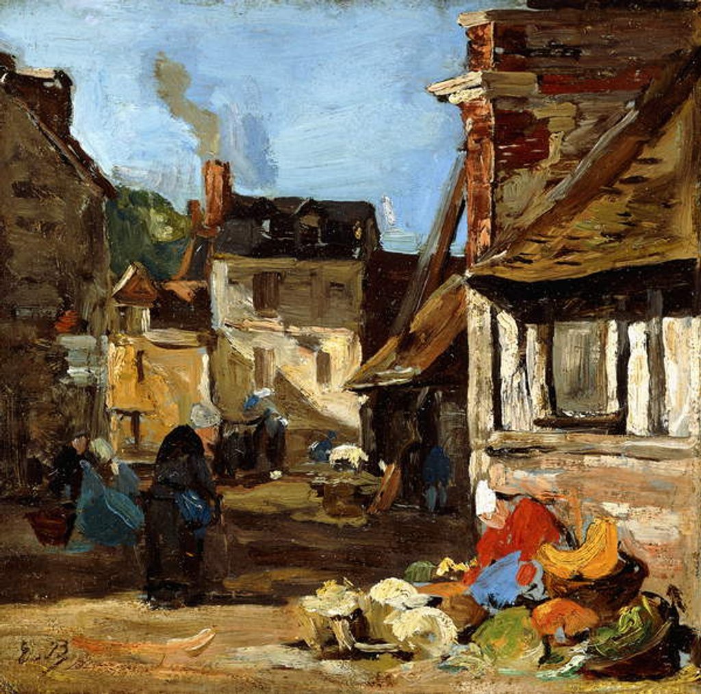 Detail of Honfleur, Saint-Catherine market place, 1867-1870 by Eugene Louis Boudin