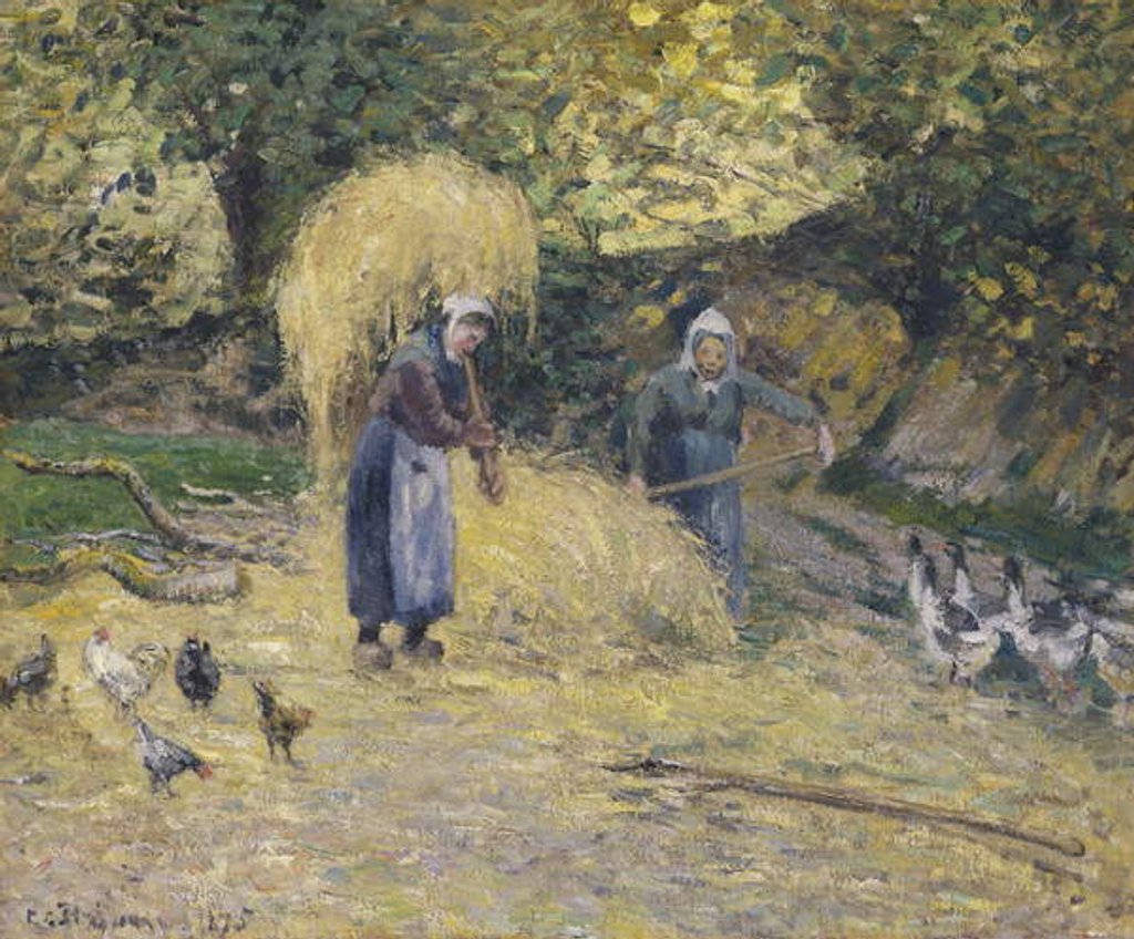 Detail of Peasants Heaving Straw, Montfoucault, 1875 by Camille Pissarro