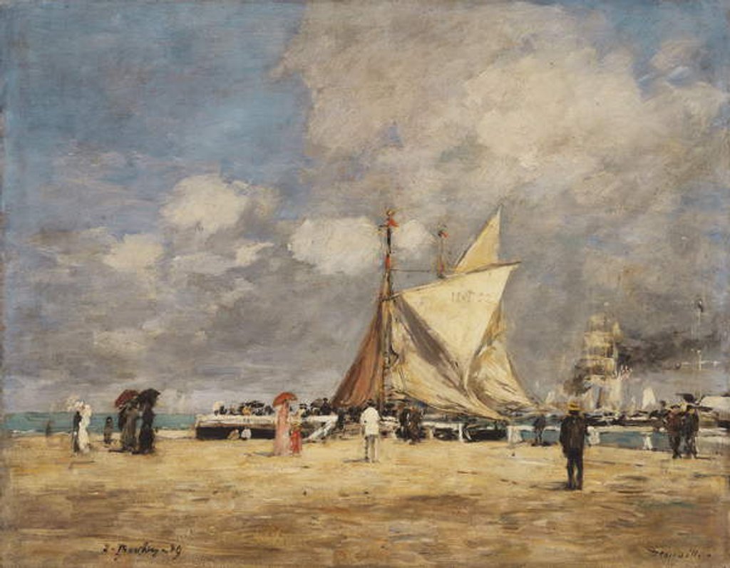Detail of On the Pier, Deauville, 1889 by Eugene Louis Boudin