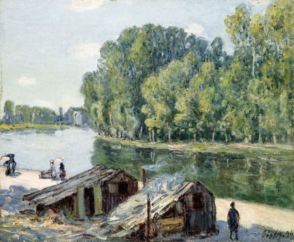 Detail of Huts along the Canal du Loing, effect of sunlight, 1896 by Alfred Sisley