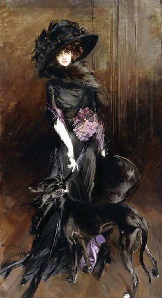 Detail of Portrait of the Marchesa Luisa Casati, with a Greyhound, 1908 by Giovanni Boldini