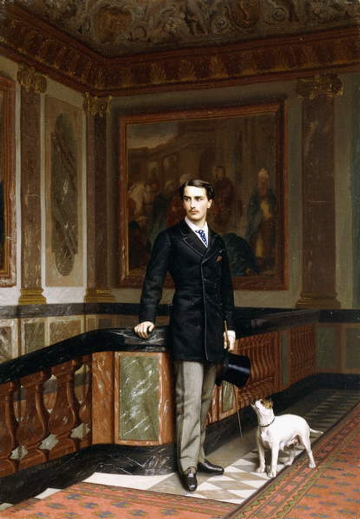 Detail of Conte de la Rouchefoucauld Duc de Doudeauville with his Terrier, c.1870s by Jean Leon Gerome