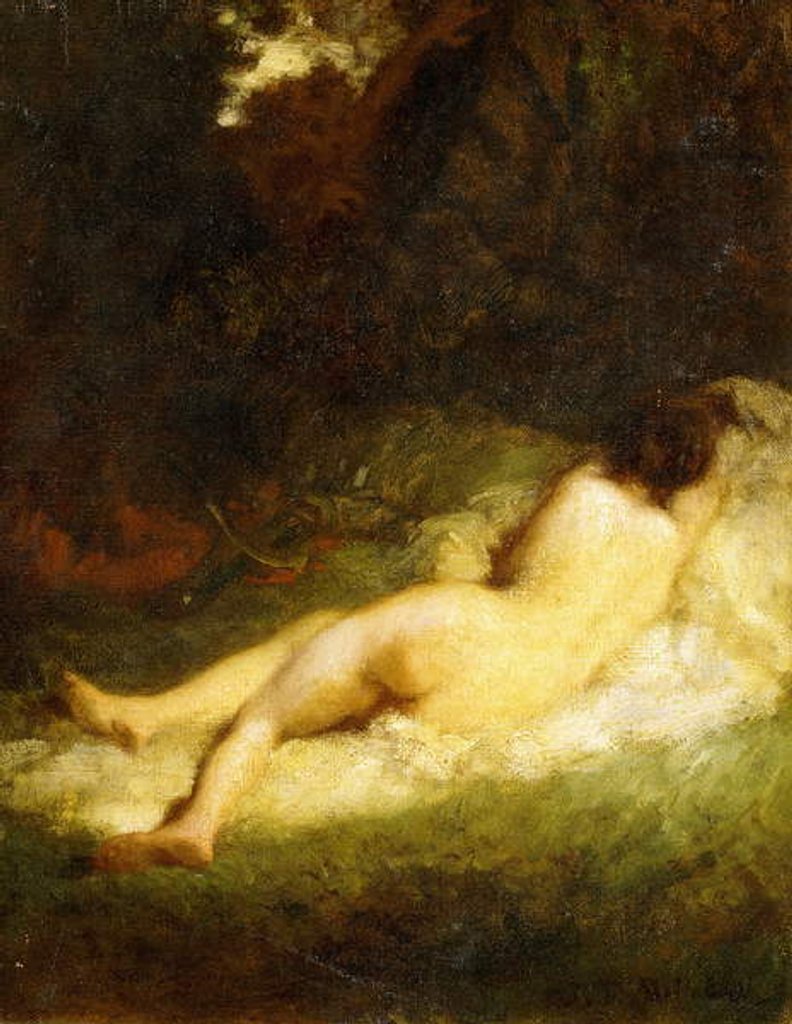Detail of A Sleeping Nymph Blocked by a Satyr, c.1846-47 by Jean-Francois Millet