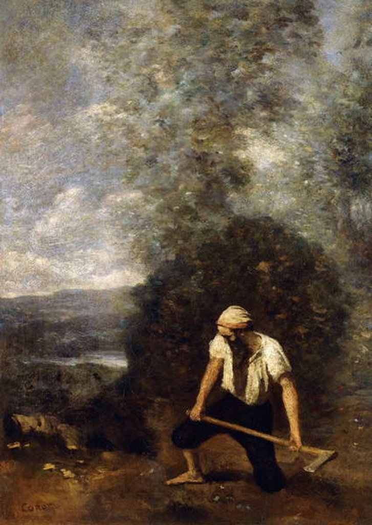Detail of The Woodsman by Jean Baptiste Camille Corot
