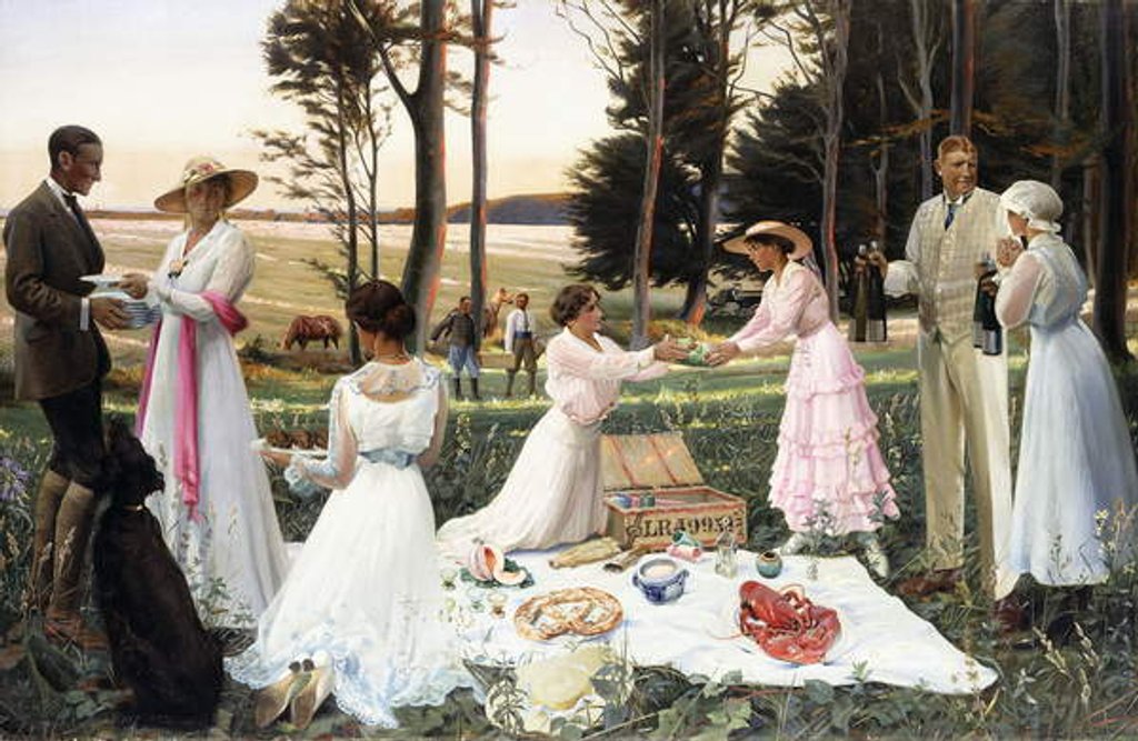 Detail of The Afternoon Picnic, 1919 by Harald Slott-Moller