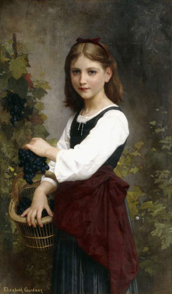 Detail of A Young Girl Holding a Basket of Grapes by Elizabeth Jane Gardner Bouguereau