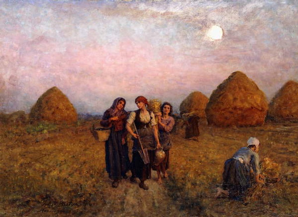 Detail of Dawn labour, 1900 by Jules Breton