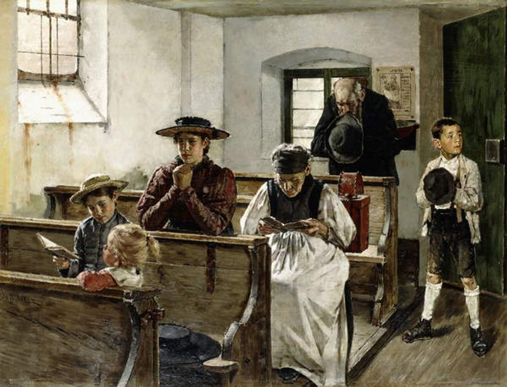 Detail of A Family in Prayer by Joseph Molitor Von Muhlfeld