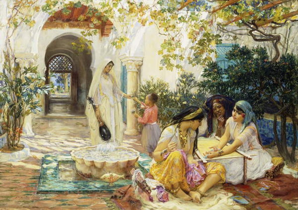 Detail of In a Village at El Biar, Algiers by Frederick Arthur Bridgman