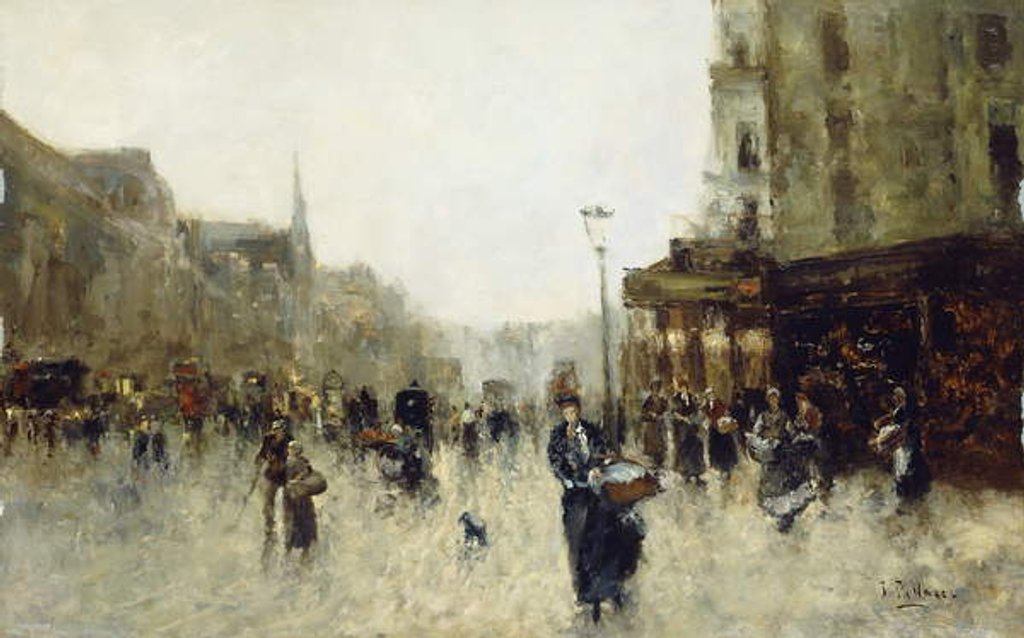 Detail of A Parisian Street Scene by Joaquín Pallarés Allustante