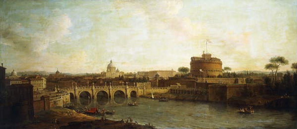 Detail of Castel Sant'Angelo and Ponte Sant'Angelo, Rome by Antonio Joli