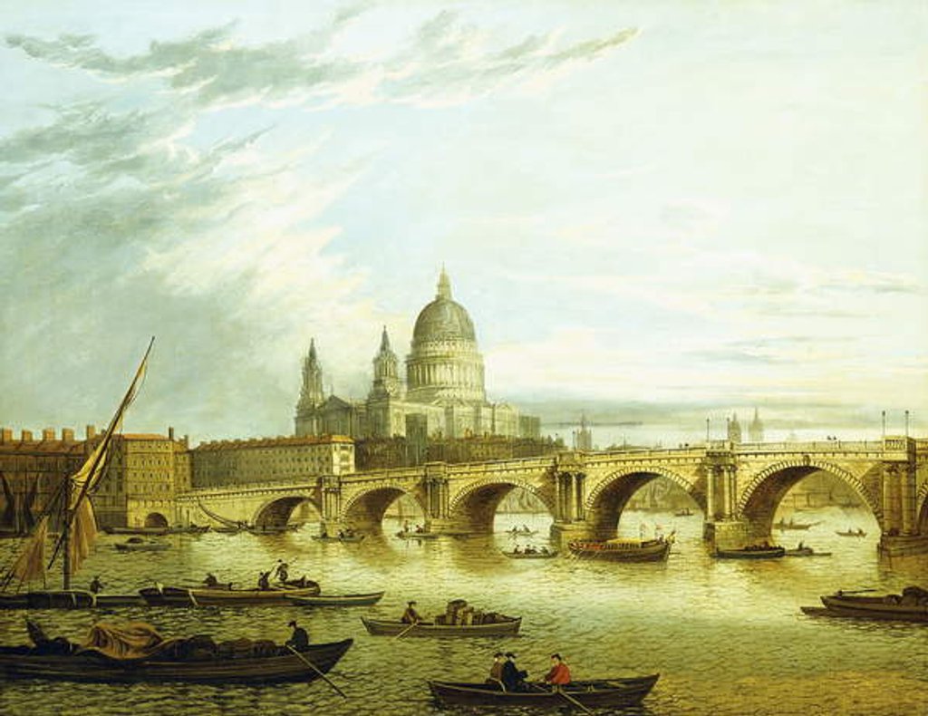 Detail of A View of Blackfriars Bridge with Saint Paul's by John Dean Paul