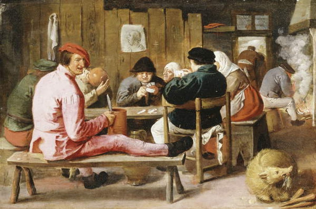 Detail of Boors Smoking and Drinking at a Table in a Tavern, c.1625 by Adriaen Brouwer