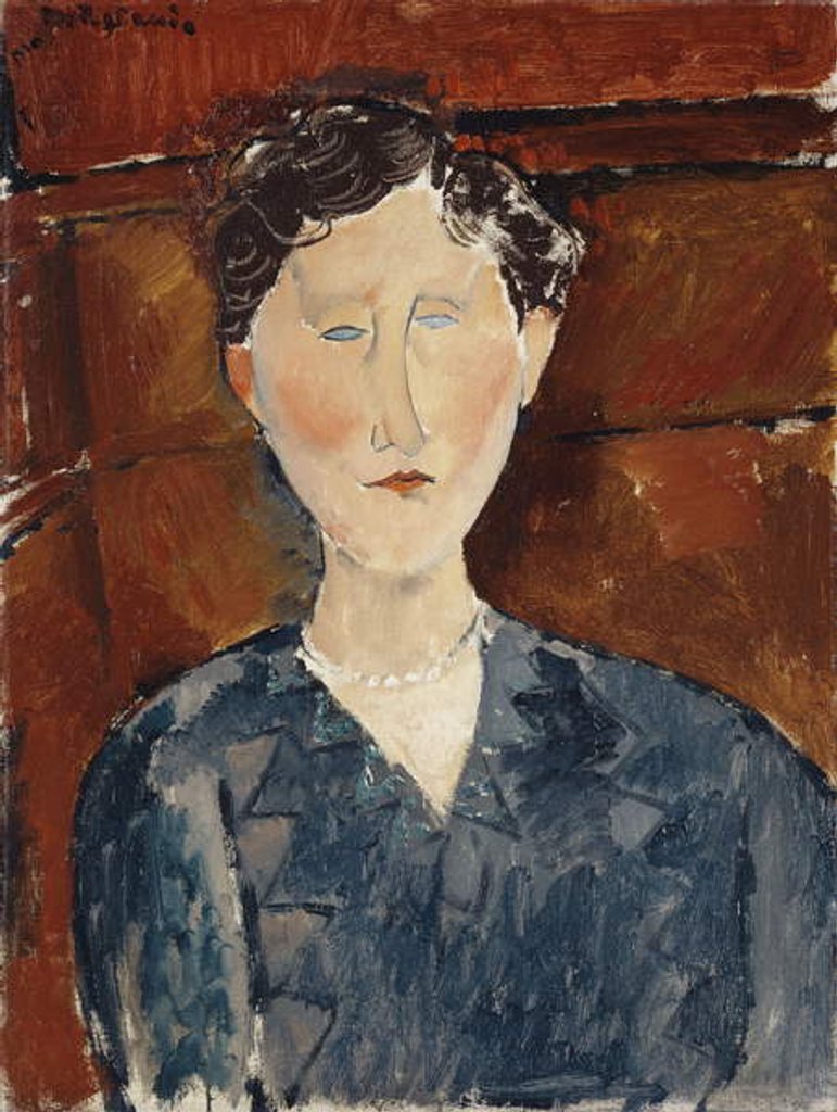 Detail of Portrait of a Woman in a Blue Blouse, c.1916 by Amedeo Modigliani