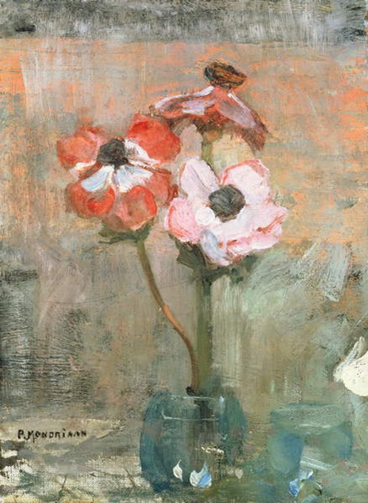 Detail of Anemones in a Vase, c.1908-09 by Piet Mondrian