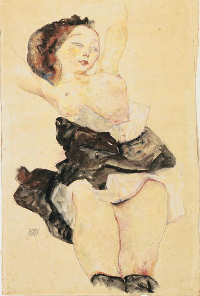 Detail of Young girl reclining, half nude, 1912 by Egon Schiele