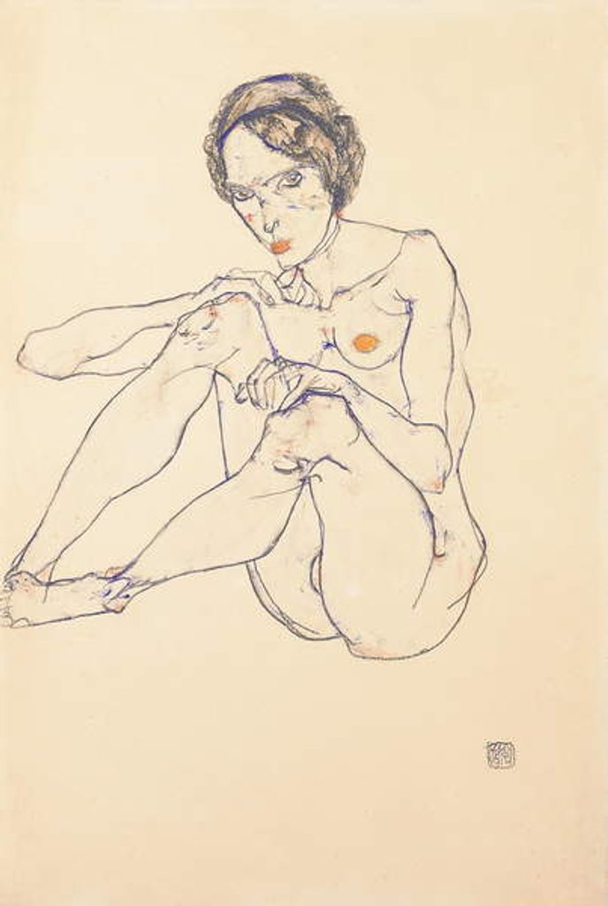 Detail of Seated female nude, 1914 by Egon Schiele