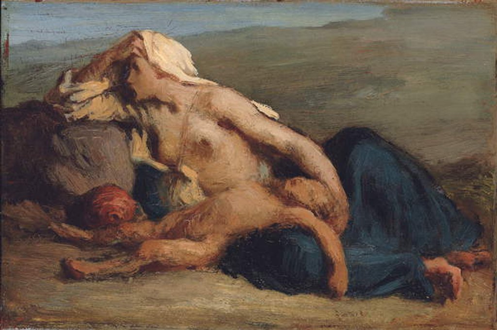 Detail of Hagar and Ishmael by Jean-Francois Millet