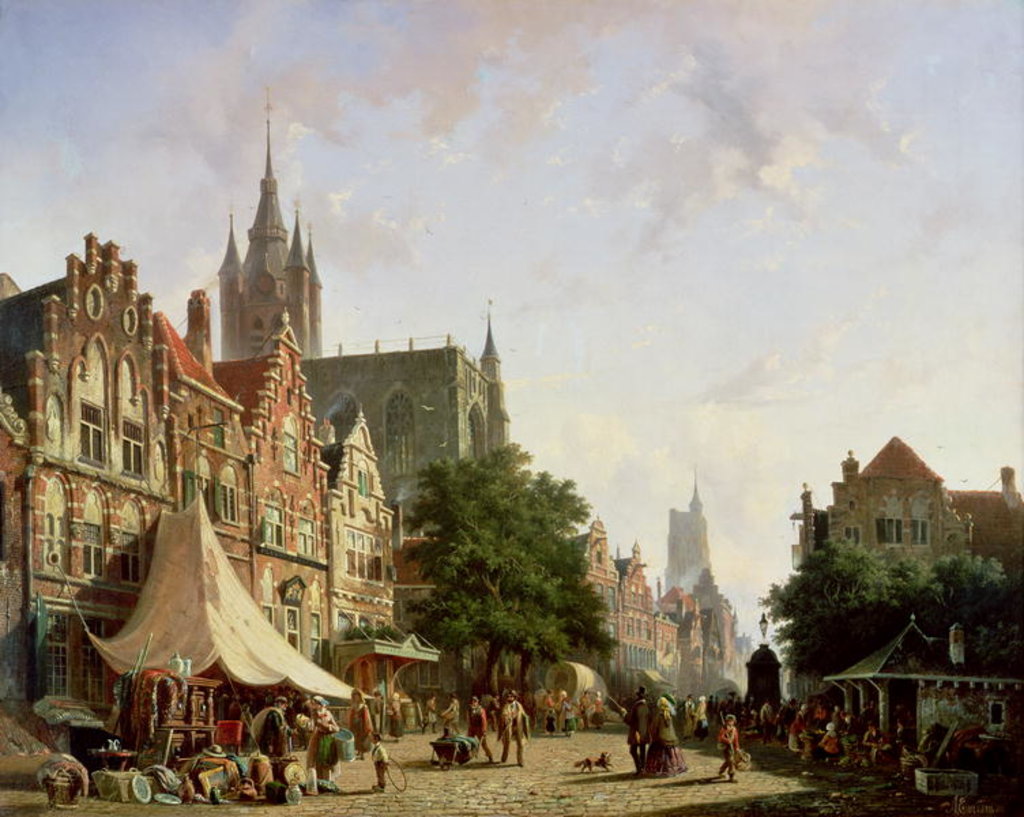 Detail of Dutch Street Scene by Adrianus Eversen