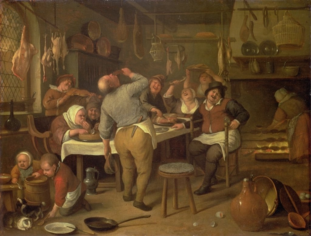 Detail of The Fat Kitchen by Jan Havicksz. Steen
