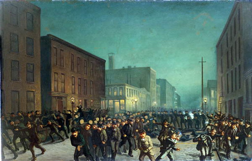 Detail of The Haymarket Riots, Chicago 1st May 1866, c.1886 by American School