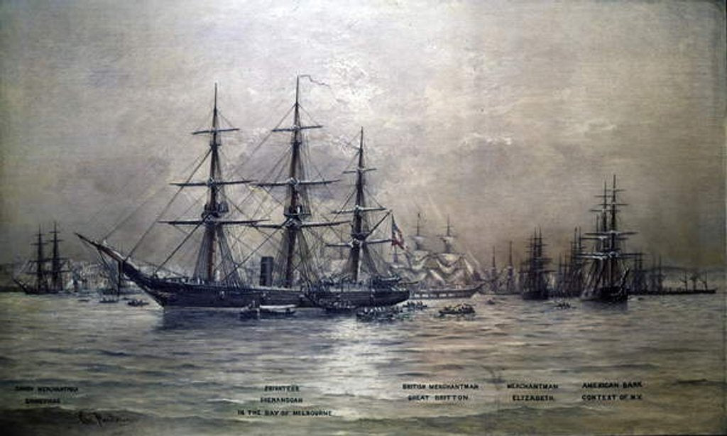 Detail of Confederate States Cruiser Shenandoah in the harbour of Melbourne, Australia, 1865, c.1865 by Christian Poulsen