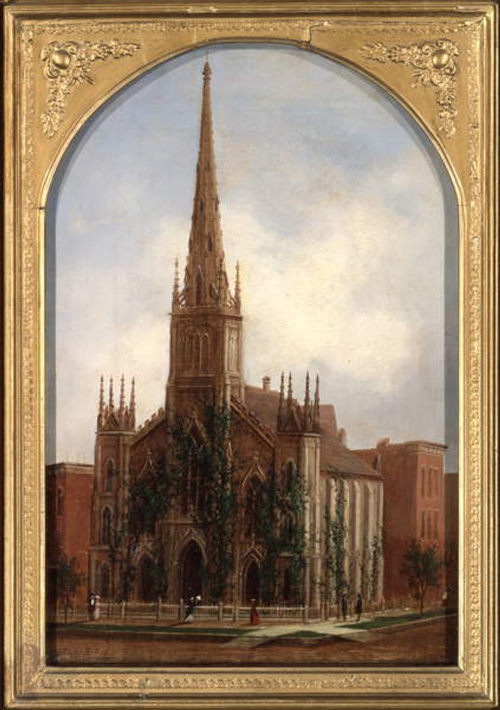 Detail of St. Paul's Universalist Church before the fire of 1871, c.1872 by Daniel Folger Bigelow