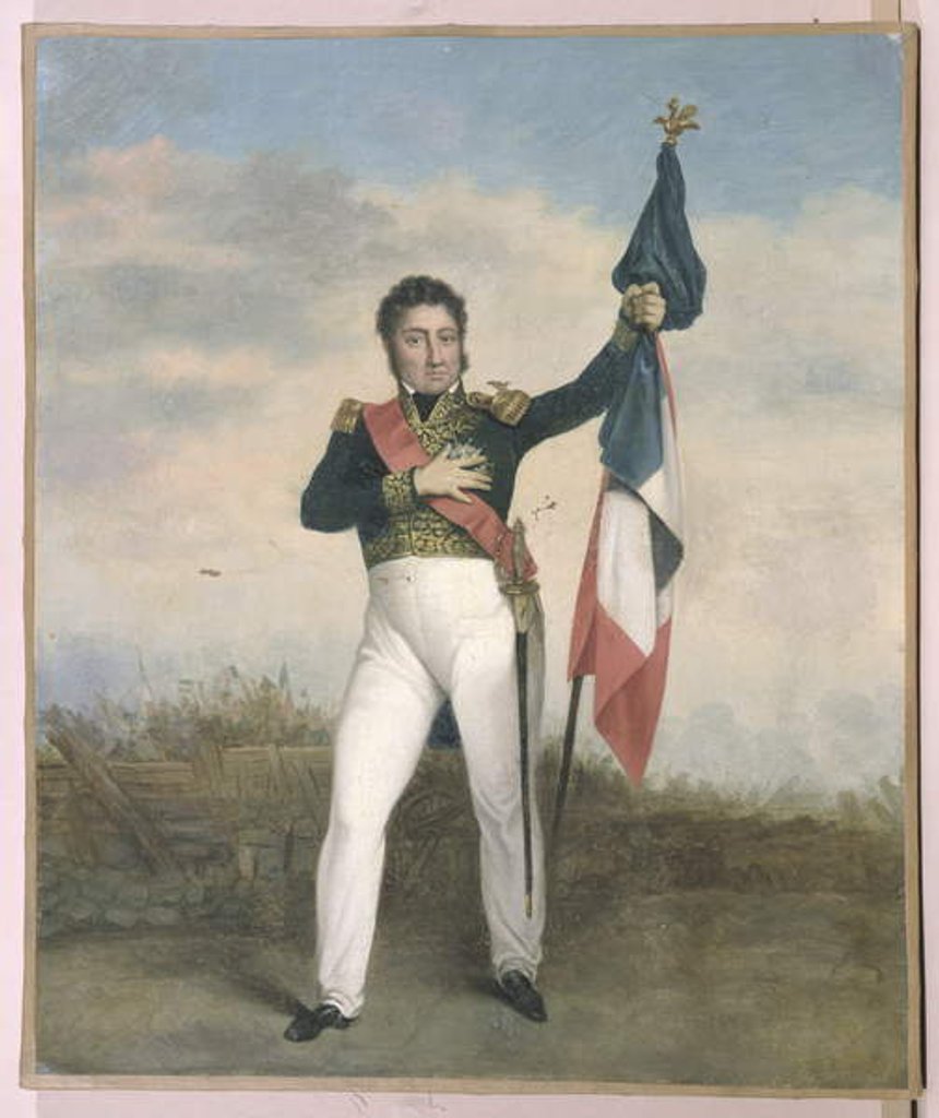 Detail of Louis-Philippe bearing the tricolore flag on the barricades during Revolution of 1830 by French School