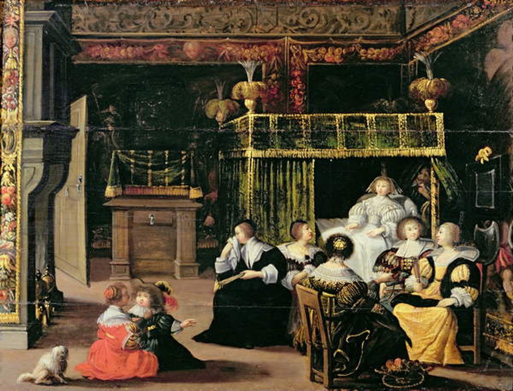 Detail of Visit to the new mother by Abraham Bosse