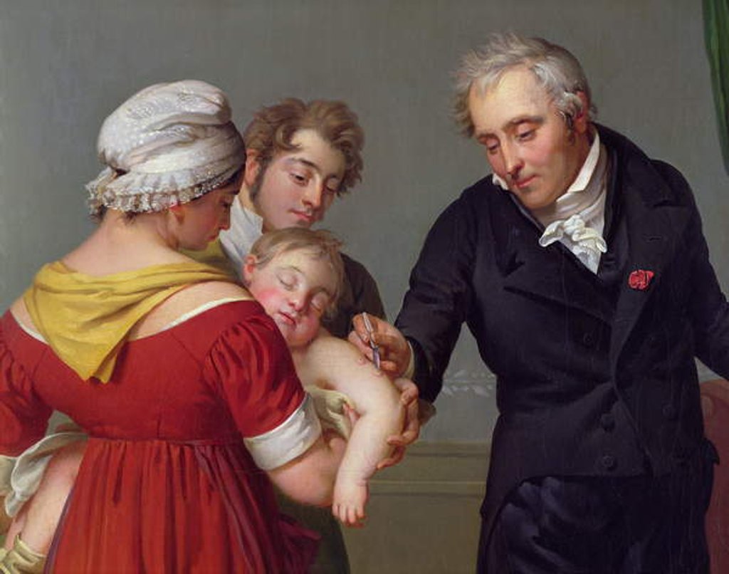 Detail of Baron Jean Louis Alibert performing the vaccination against smallpox in the Chateau of Liancourt, c. 1820 by Constant Joseph Desbordes